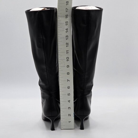 Zara Black Knee High Kitten Heel Boots - Picture 9 of 16